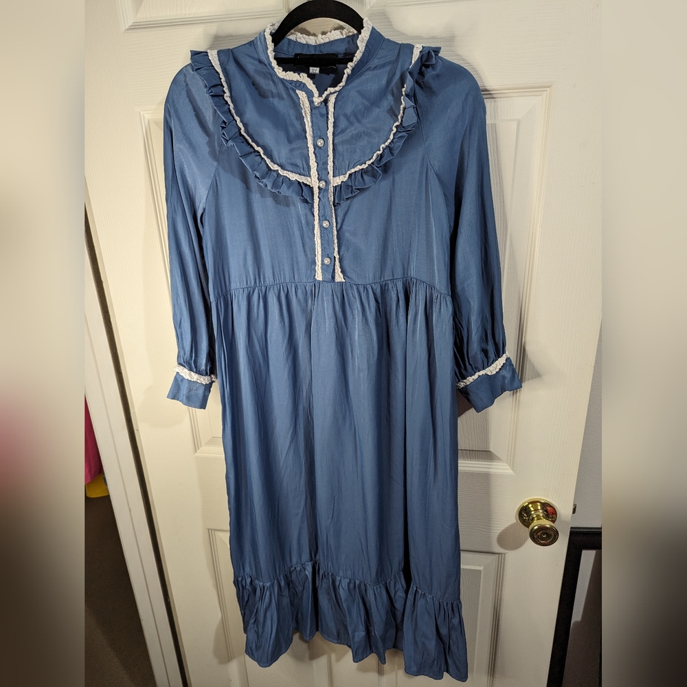 Scarlet Darkness girls blue dress prairie Renaissance cosplay western 12 Years